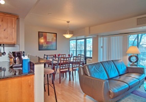 All-inclusive, short-term, leather furniture, hardwood floors, king bed, fitness center, parking garage, downtown